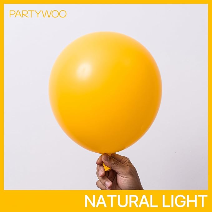 PartyWoo Mustard Yellow Balloons 100 pcs Different Sizes of 36 18 12 10 5 Inch Fall Color Orange Yellow Balloon Arch Kit Garland for Thanksgiving Baby Shower Birthday Party Decorations Orange-Y10