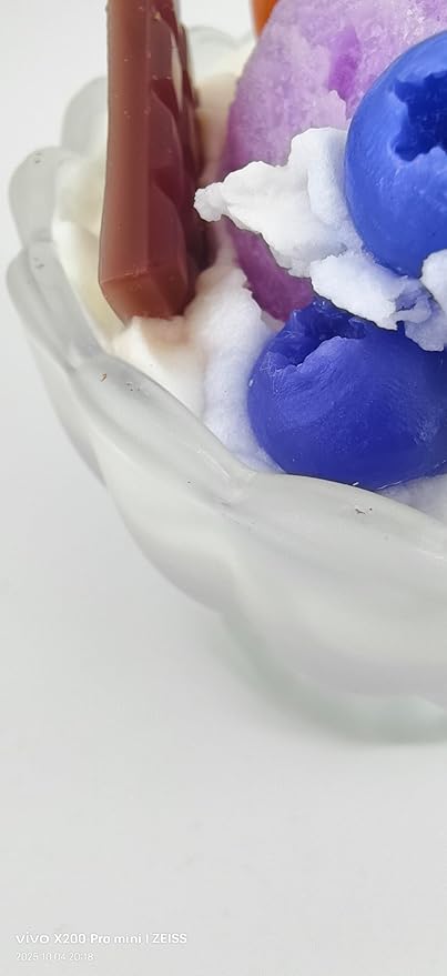 Generic Ice Cream Aromatherapy Candles, Glass Goblet, Decorative Dessert Shape, Fruit Fragrance, Christmas Birthday Festival Gift (Blueberry Lemon)