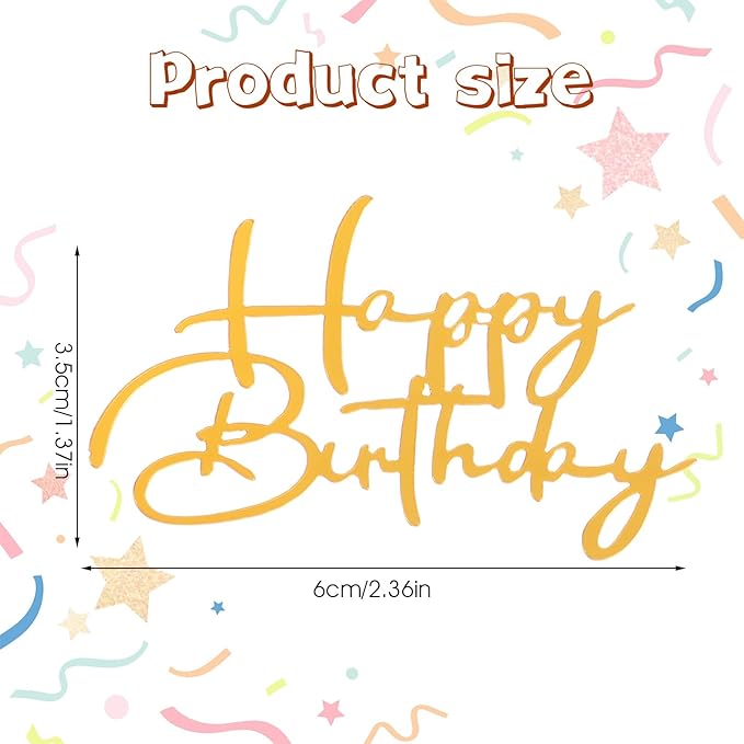 24 Pcs Happy Birthday Cupcake Toppers, Cupcake Topper Acrylic Cake Topper Sign Mini Cakes Supplies Cupcakes Decoration for Celebrating Happy Birthday Anniversary Theme Party