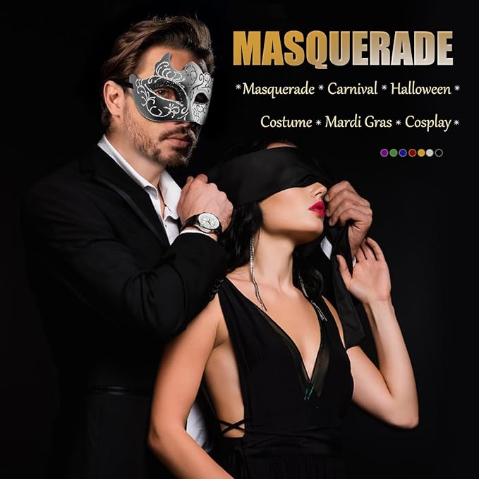 MYMENU Masquerade Mask for Women Couple Mardi Gras Mask for Men Venetian Halloween Mask for Party Prom Ball