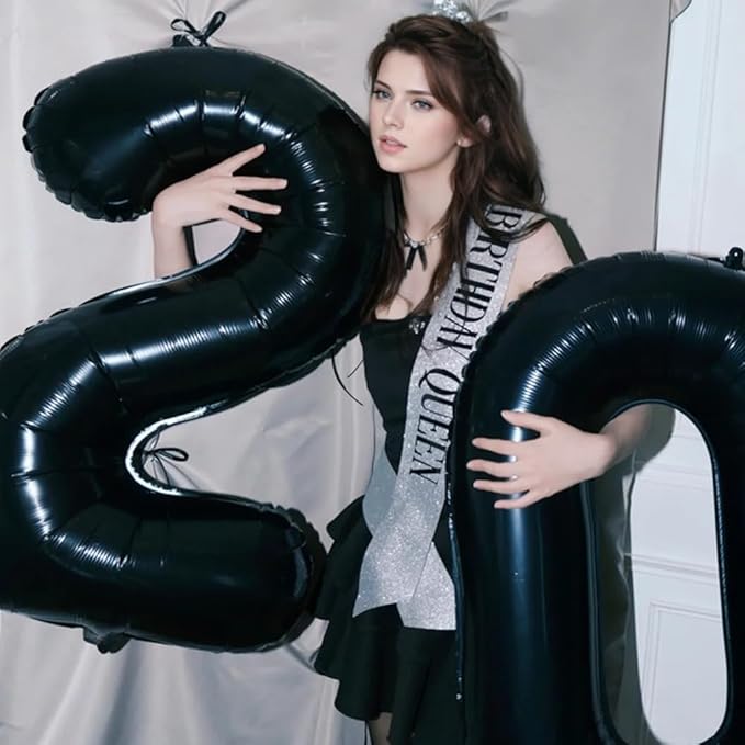 40 inch Black 2 Number Balloon Giant Foil Helium Balloons Black Large Digital Balloon 2 Number 2 Balloons for 2nd Birthday Party Decorations Anniversary Events Decoration Supplies