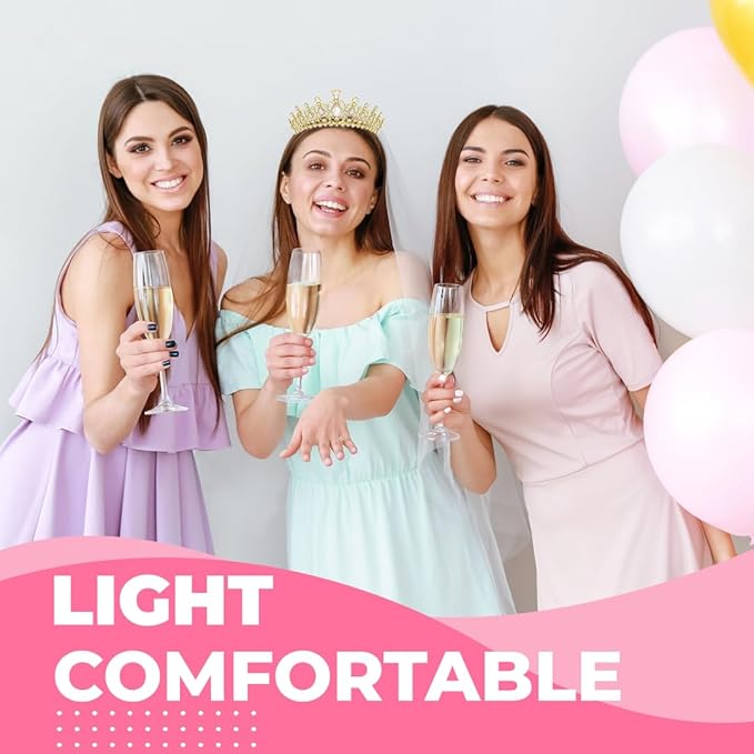 Birthday Tiara and Crown with Sash for Women, Hair Accessories for Wedding Party Costume (B)