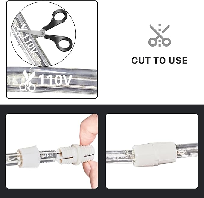 100ft Outdoor LED Rope Lights 1080 Connectable Flexible Tube Lights, IP65 Waterproof Rope Lighting for Garden Patio Pool Bedroom Party Christmas Halloween Holiday Indoor/Outdoor Decoration, Cold White