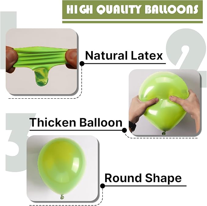 PartyWoo Lime Green Balloons 100pcs 5 Inch Light Green Latex Helium Balloons for Graduation Wedding Baby Shower Anniversary Birthday Dinosaur Jungle Golf Football Theme Party Decorations Green-Y6