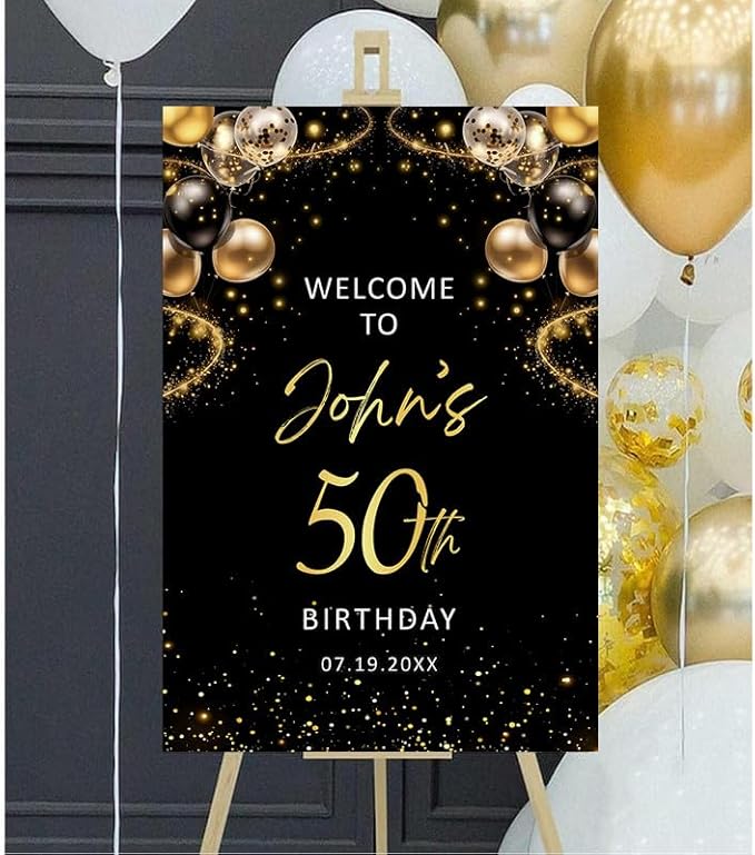 Personalized Sign for 50th Birthday Party - Decorations Celebration Sign, Happy Birthday Any Age Board, Minimalist Party Signs#4