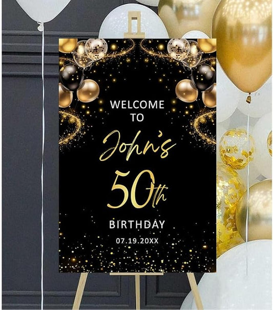 Personalized Sign for 50th Birthday Party - Decorations Celebration Sign, Happy Birthday Any Age Board, Minimalist Party Signs#4