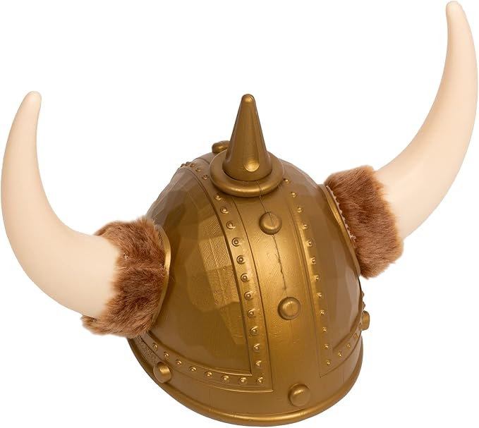 Funny Party Hats Viking Hat with Fur - Medieval Costume - Warrior Helmet