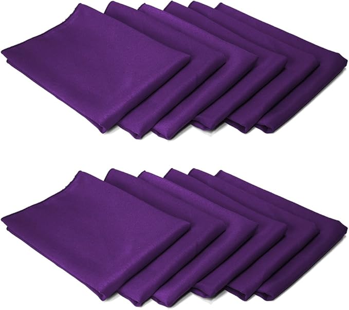 TableLinensforLess 17x17 Inch Polyester Cloth Napkins, Set of 12 (Eggplant)
