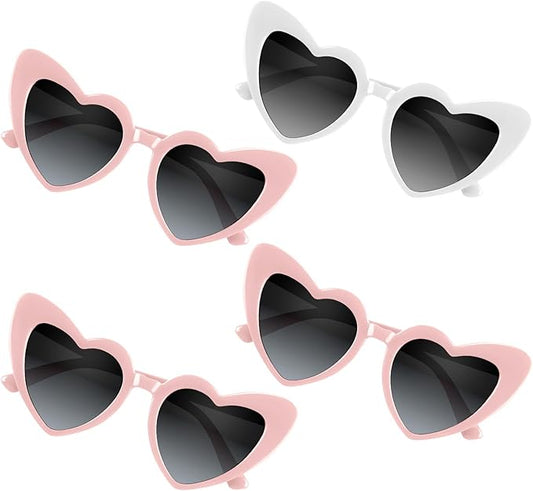 4/6/8/10/12 Pack Bachelorette Sunglasses Heart Sunglasses Vintage Heart Shaped Glasses for Women Bridal Party Wedding