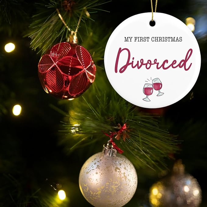 My First Christmas Divorced Ornament Divorced Gifts for Her Him Friends Divorcement Christmas Ceramic Xmas Tree Ornament Decorations