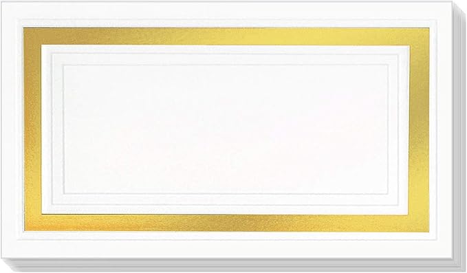 White Cover Stock Place Cards with Gold Foil Border, 100-Pack