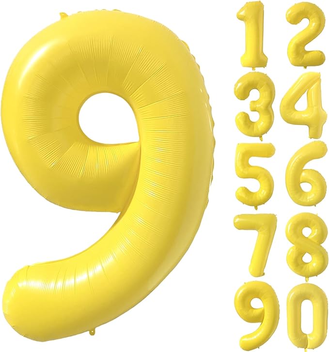 40 inch Yellow Number Balloon Giant Foil Helium Balloons Number 9 Balloon for 9th Birthday Party Decorations