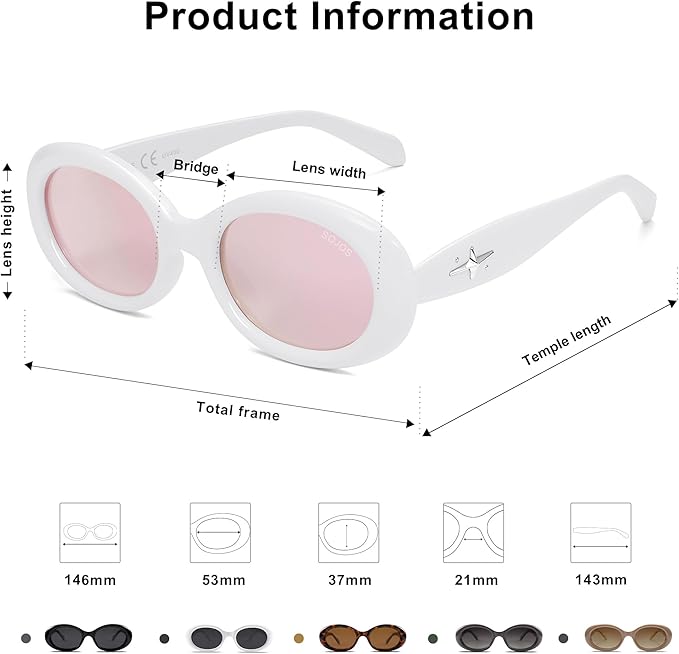 SOJOS Small Retro Oval Polarized Sunglasses for Women Men 90s Vintage UV400 Protection Tiny Sun Glasses SJ2286