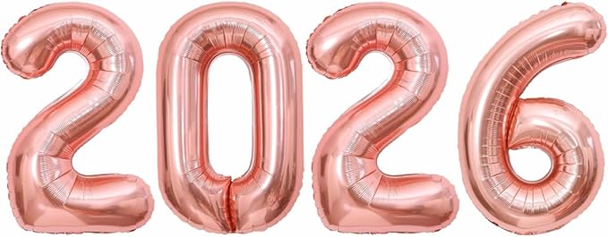 Rose Gold 2026 Balloons New Years Balloons 2026 Balloon Nnumbers for Happy New Year Decorations 2026 Signs Graduation Anniversary Balloons Decor