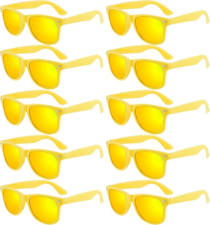 Pibupibu 10/20 Pack Neon Sunglasses for Women Men Bulk, Wholesale 80s Retro Colorful Mirrored Party Glasses Adult Unisex