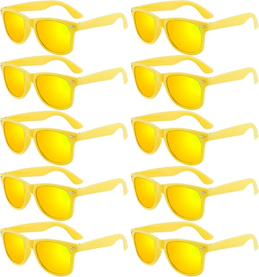 Pibupibu 10/20 Pack Neon Sunglasses for Women Men Bulk, Wholesale 80s Retro Colorful Mirrored Party Glasses Adult Unisex