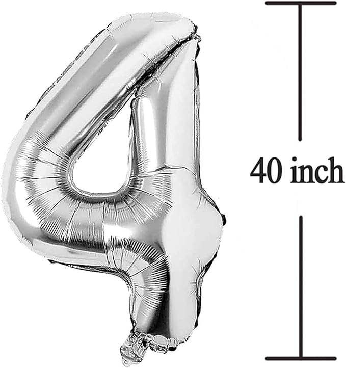 Silver 40 Number Balloons Big Giant Jumbo Large Number 40 Foil Mylar Balloons for Women Men 40th Birthday Party Supplies 40 Anniversary Events Decoration
