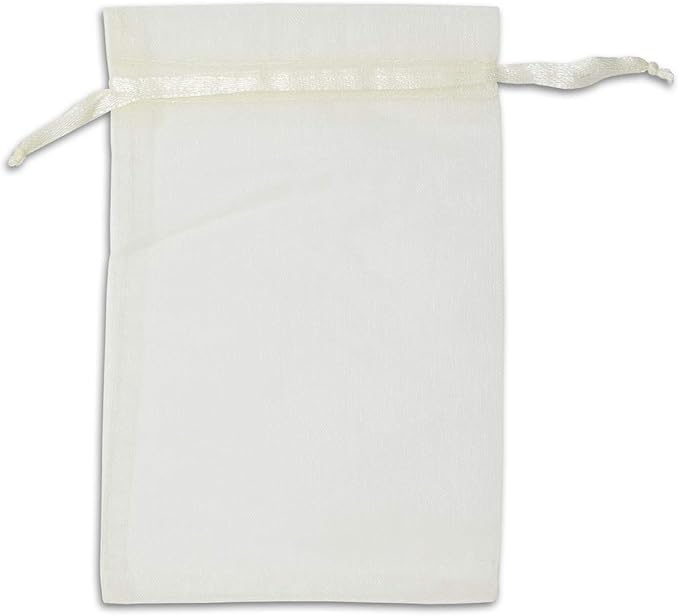 TheDisplayGuys 48-Pack 3x4 Cream/Beige Sheer Organza Gift Bags with Drawstring, Jewelry Candy Treat Wedding Party Favors Mesh Pouch