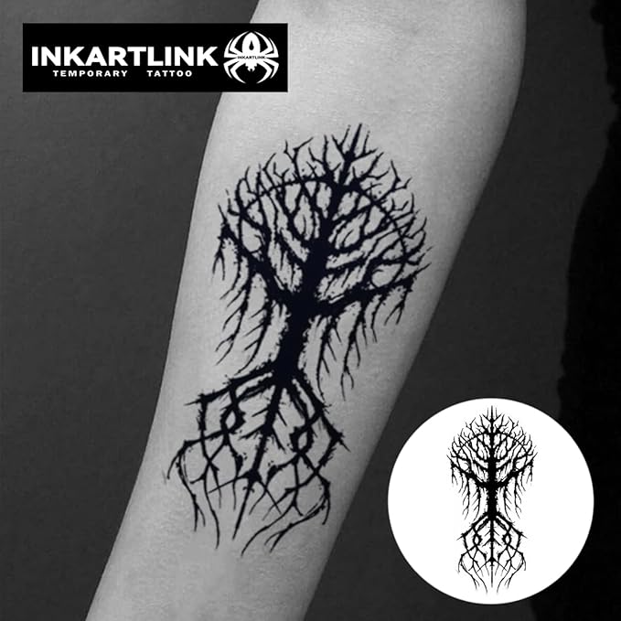 INKARTLINK Semi Permanent Tattoo, Party Tattoo, Beautiful and Realistic Design, Fun Tattoo Experience, Cruelty-free, Non-reflective, Waterproof (Tree of Life 2)