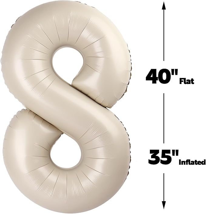 Cream White Foil Number 18 81 Balloon 40 Inch, Helium Mylar Number 18 81 Birthday Balloons, 18th 81st Cream White Women Men Wedding Anniversary, Graduations Party Supplies