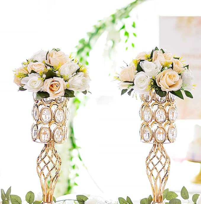 10Pcs Artificial Flower Ball Arrangement, 15 Flower Heads Wedding Roses Bouquet with Base Suitable for Parties Valentine's Day Wedding Centerpieces and Home Decor (Champagne & White)