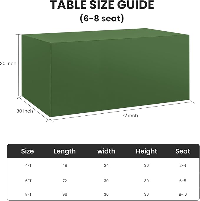 Ascoza 2 Pack Fitted Tablecloth for 6 Foot Rectangle 72 x 30 Inch Willow Table Covers Water Resistant Polyester Cloth for Folding, Parties,Display, Trade Show (Willow)