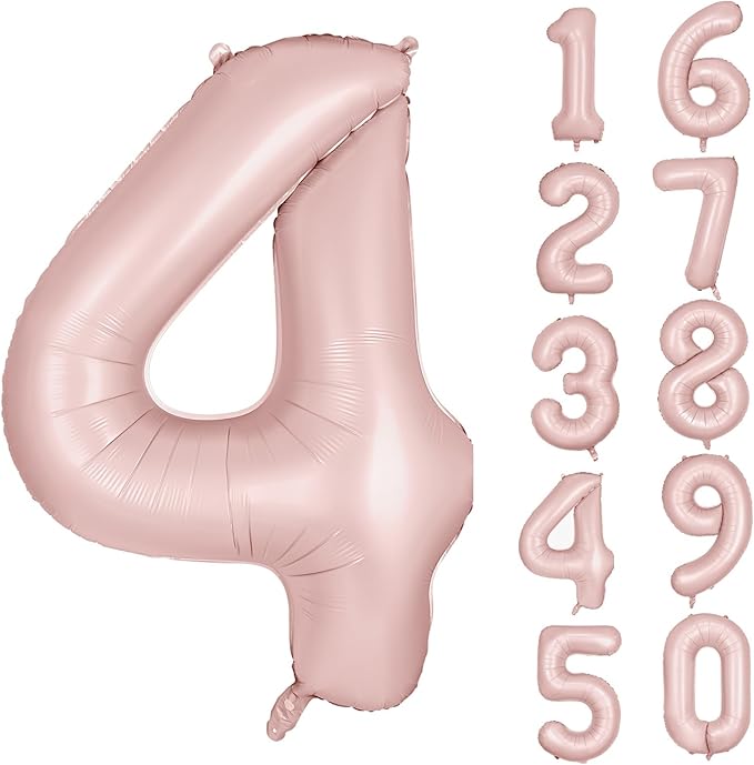 40 inch Pink Number Balloon Light Pink 4 Balloon Matte Pink Number 4 Balloon for 4th Birthday Party Decorations