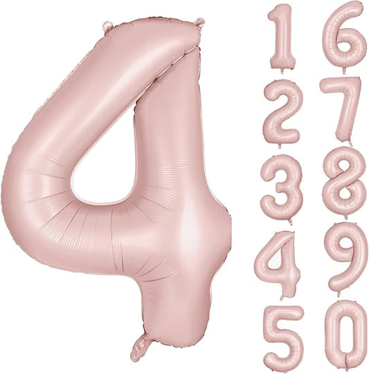 40 inch Pink Number Balloon Light Pink 4 Balloon Matte Pink Number 4 Balloon for 4th Birthday Party Decorations