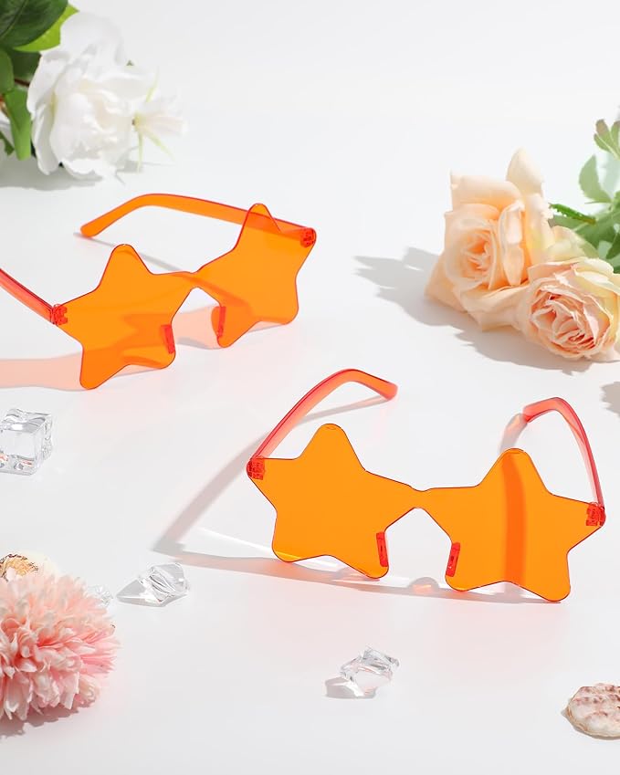 20 Pairs Rimless Star Sunglasses Bulk Transparent Candy Color Star Glasses for Women Men Party Favors