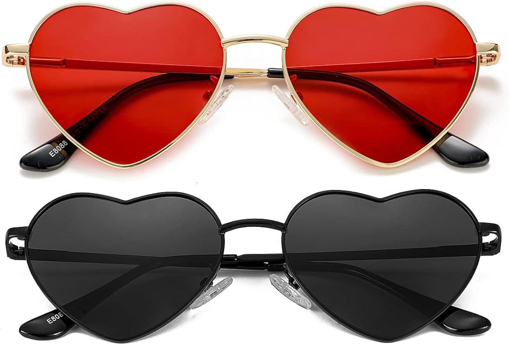JOVAKIT Polarized Heart Sunglasses for Women Fashion Lovely Style Metal Frame UV400 Protection Lens