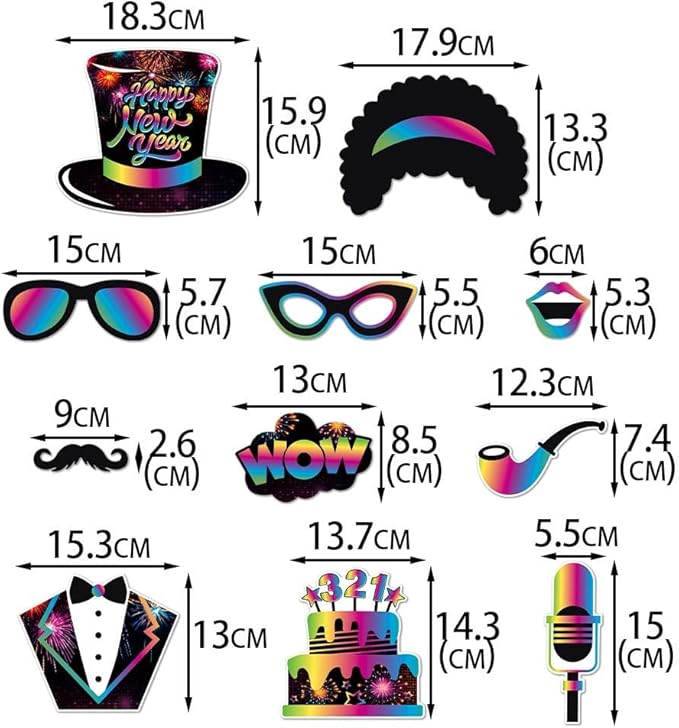 New Year’s Photo Booth Props 2026 – Pack of 29, New Year’s Eve Party Supplies 2026 | New Year’s Eve Photo Booth Props 2026 | Happy New Year Decorations 2026 Props
