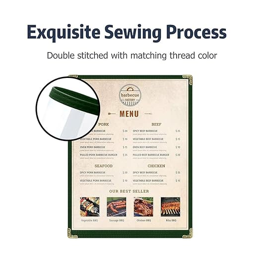 Goodsmart Restaurant Menu Covers – 25 Pack Green 2-View, Top-Loading Menu Holders, Vinyl & Plastic Café Menu Covers, Clear Menu Sleeves, Fits 8.5" x 14", Leather-Style Design, Gold Corners