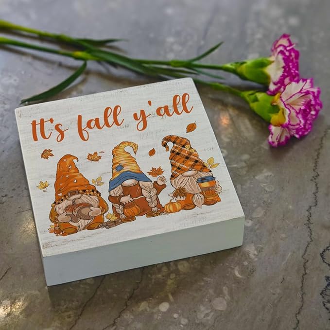 Fall Theme Sign Retro Farmhouse Fall Artwork Decor Autumn Harvest Thanksgiving Wooden Sign, Rustic Wood Maples Decorations for Indoor Outdoor Home Office Supplies (It's Fall Yall)