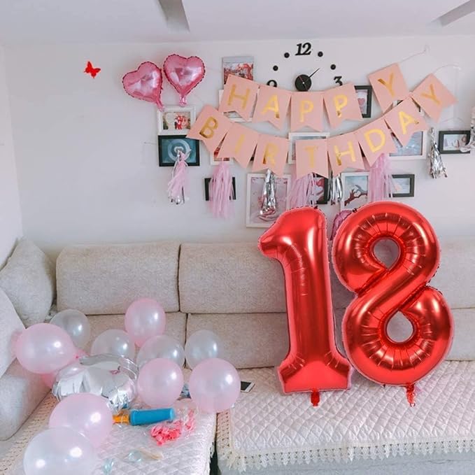 40 Inch Red Number 8 Balloon Large Red Foil Balloon Red 8 Balloons Mylar Helium Balloon for 8th Birthday Party Decorations Girls Boys Baby Shower Wedding Anniversary Decoration