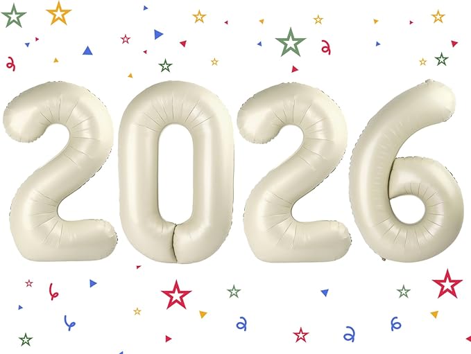2026 Balloon - Cream Birthday Number Balloons, 40 Inch Large Foil Balloons for Men Women Boys Girls Cream Themed Birthday Decorations，Number 2026 Balloon