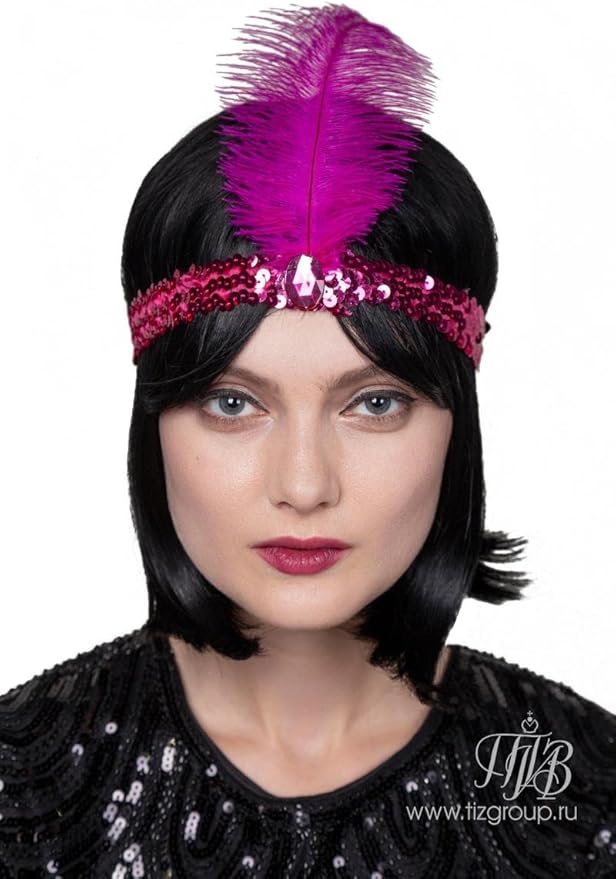 Luckygift 1920s Flapper Headband Ostrich Feather Headpiece Roaring 20's Party Costume Flapper Headpiece with Mixed Color 20PCS