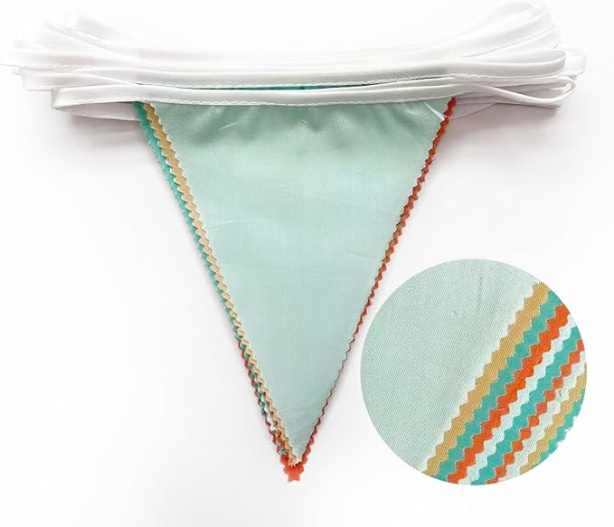 32Ft Orange Green Party Decorations Teal Blue Orange Triangle Banner Flag Pennant Fabric Garland Streamers for Summer Birthday Baby Shower Summer Tropical Hawaii Luau Tiki Magic Party Decor Supplies