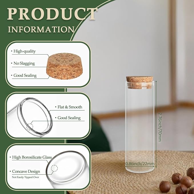 Small Glass Bottles,Bottles with Corks,Glass Bottle.(0.61 Oz,10 Pcs)