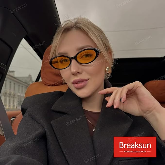 Retro Oval Sunglasses for Women Men Fashion Small Oval Sunglasses 90s Vintage Shades