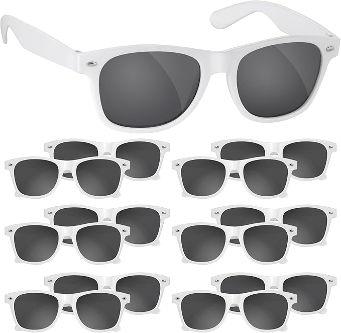 Black Sunglasses Party Favors - 12 Pack Sunglasses Bulk for Wedding Graduation Birthday Pool Beach Party Supplies