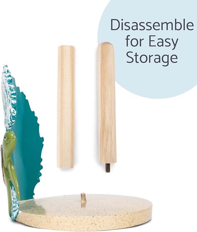Elanze Designs Turtle Ocean Wave 12 inch Resin and Wood Paper Towel Holder