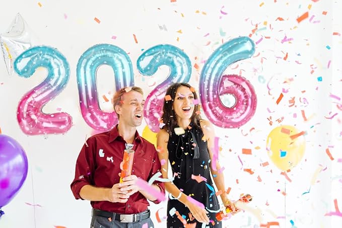 Starry Sky 2026 Number Balloon, Starry Sky Number Balloons 40 Inch, 2026 Balloon Birthday Decorations, 2026 Birthday Party Supplies