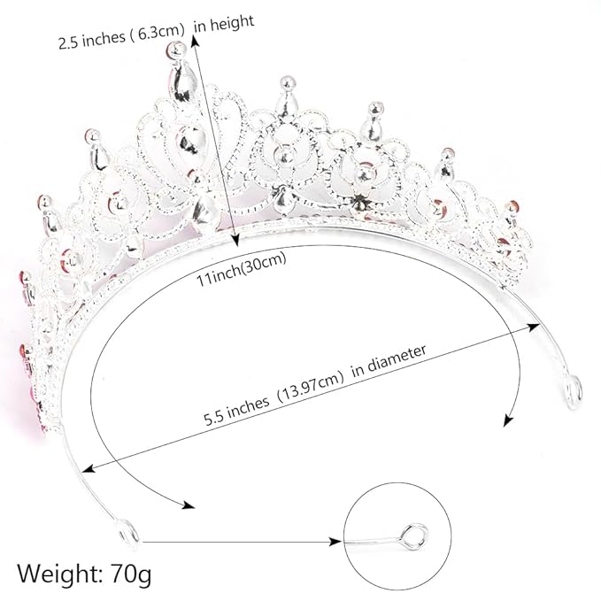 TODDER Pink Tiara for Women Girls Rhinestone Princess Queen Crowns Crystal Headband for Girls Wedding Hair Accessories for Bridal Birthday Party Prom Halloween Cosplay Holidays
