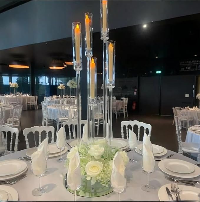 42.5inch 10pcs Acrylic Candelabra Centerpieces for Tables 5 Arms Wedding centerpieces for Decorations