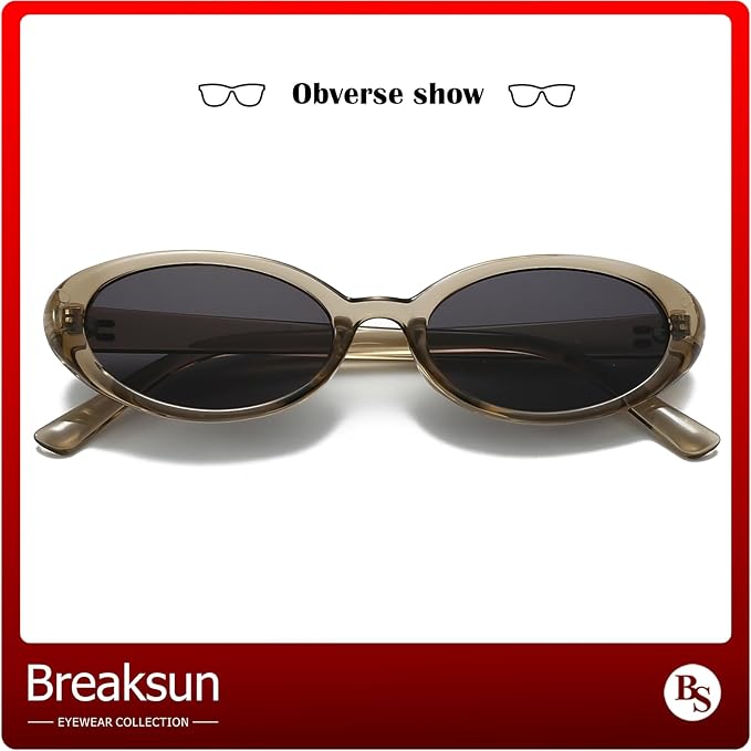 Retro Oval Sunglasses for Women Men Fashion Small Oval Sunglasses 90s Vintage Shades
