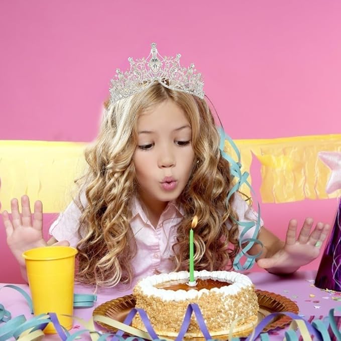 Birthday Queen Sash Headbands for Women Happy Birthday Tiara & Crowns for Girls Accessories Favor Supllies Silver, 2 Pack