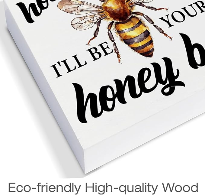 Summer Decorations Honey Wood Block Sign Farmhouse Summer Decor for Home Desk Table Shelf 5 x 5 Inches