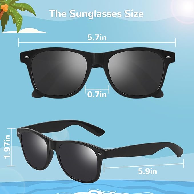 Black Sunglasses Party Favors - 12 Pack Sunglasses Bulk for Wedding Graduation Birthday Pool Beach Party Supplies