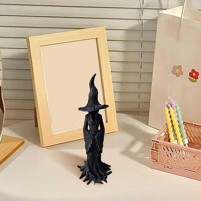 Witch Statue, Retro Magician Decor, Halloween Resin Figurine, Curse Theme Statues Figurine Halloween, Desktop Ornament Home Decoration