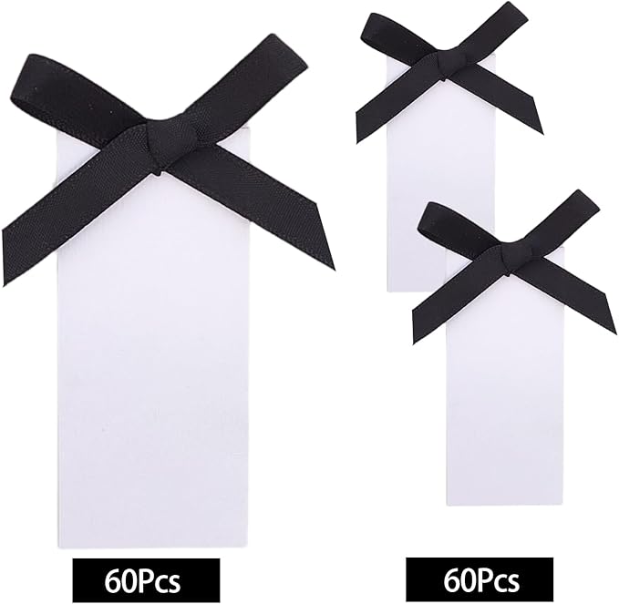 60pcs Name Cards for Table Setting, 1.77x 3.74inces Place Cards, Wedding Place Cards.Wedding Name Tags.Present Tags with String Attached.and Reserved Signs for Wedding Seating (Black)